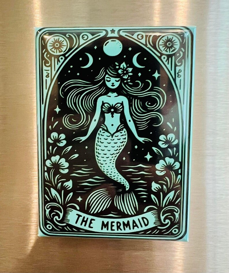 The Mermaid in Black/teal Rectangle Fridge Magnet 2.5" X 3.5" - Etsy