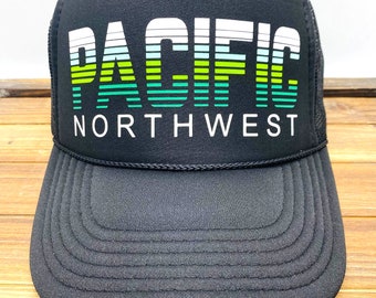 Pacific Northwest Trucker Hat in Black or Gray / Northwest / PNW Washington Oregon Idaho Seattle Portland
