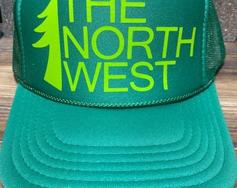 The North West Trucker Hat / Northwest / Pacific Northwest  / PNW / Green / Lime Washington Oregon Idaho Tree
