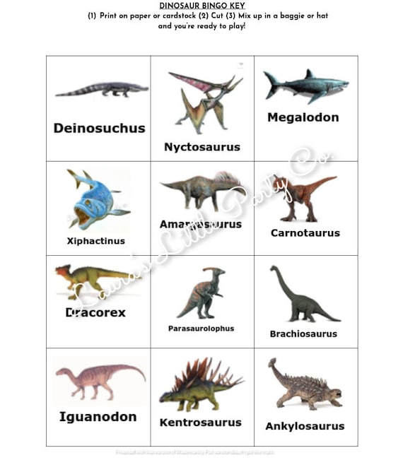 Dinosaur Bingo Printable 16 Unique Boards PLUS Caller Key - Etsy