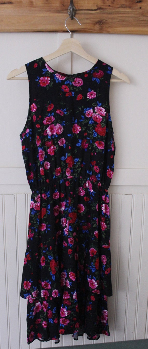 black with pink flowers dress