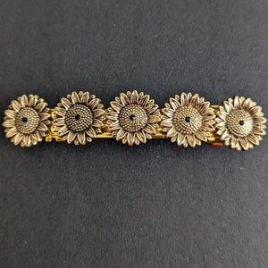 Vintage Style Brass Metal Sunflower Hair Barrettes, Sunflower Hair Accessories