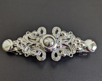 Silver Vintage Style Scroll Barrette for women