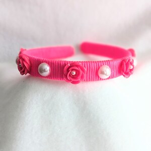 Hot Pink & White Headband for Girls, School Headband, Colorful Headbands, Child Headbands, Moms with Daughters, Kids Headbands