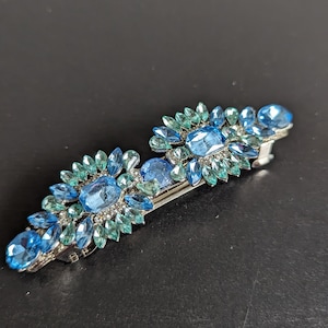 Blue Rhinestone Hair Barrette, Blue Hair Accessories, Multicolor Hair Clip