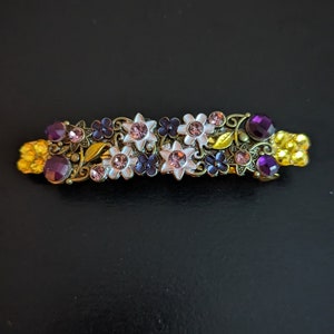 Purple Floral Barrette For Women, Purple Hair Barrettes, Vintage Style Barrette, Antique Style Hair Clip,