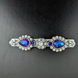 Elegant Purple Rhinestone Barrette for Mature Women, Clear Rhinestone Hair Clip for Her, Rhinestone Hair Jewelry