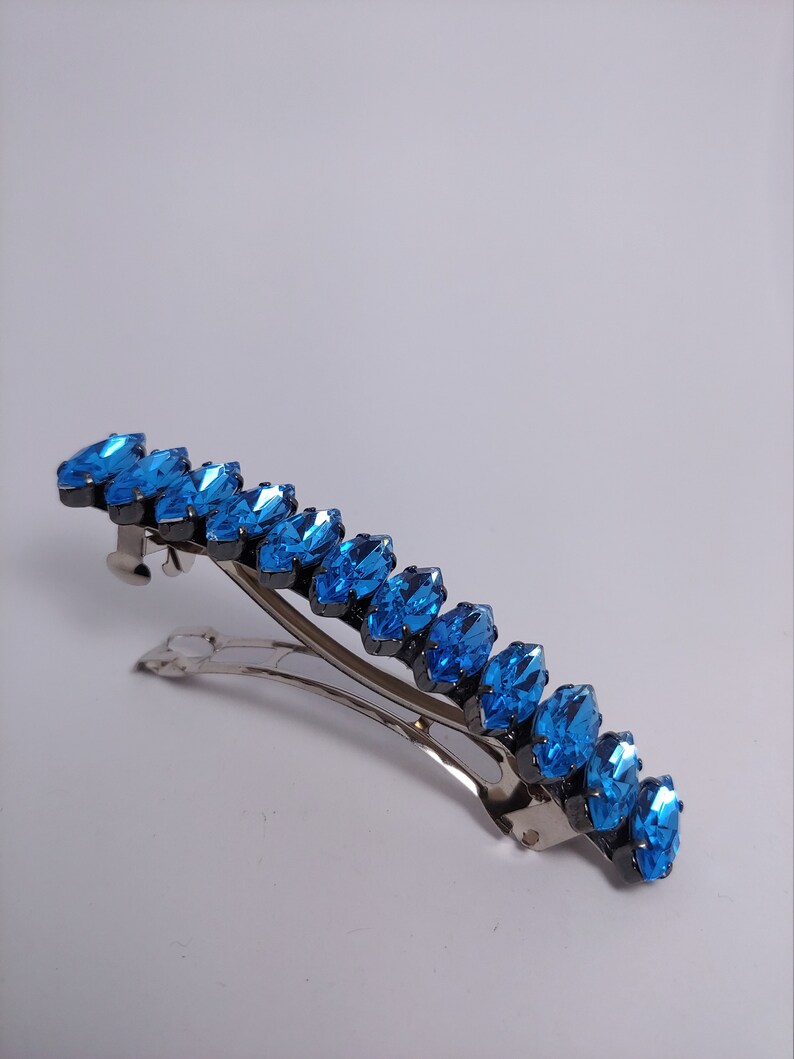 Blue Topaz Rhinestone Barrette