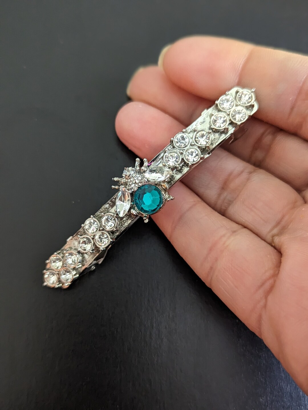 Silver Belette Silver Emerald Bumble Bee Barrette - Etsy