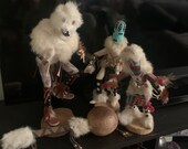 Navajo Kachina Dolls Vintage Indian Rain Dancers Signed Authenticated Collectable Figurines