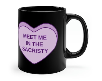Candy Heart Valentine 11oz Black Mug Gift for Pastor Gift for Minister Gift for Deacon Gift for Bishop Pastor Appreciation