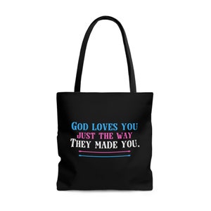 Trans Support Protect Trans Kids Trans Gift Tote Bag (AOP) Trans Gift for Friend Trans Gift for Family Member Protect Trans Youth Gift