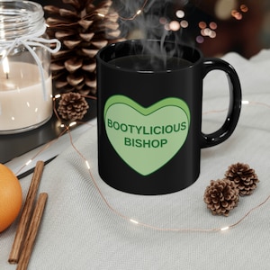 Candy Heart Valentine 11oz Black Mug gift for bishop gift for pastor gift for deacon gift for clergy cup for Bishop Mug for Bishop Cup