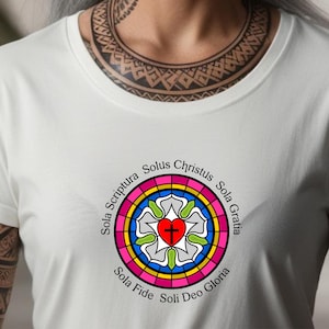 Five Solas Unisex Jersey Short Sleeve Tee Gift for Pastor Gift for Clergy Gift for Minister Reformation Martin Luther Rose Soli Deo Gloria