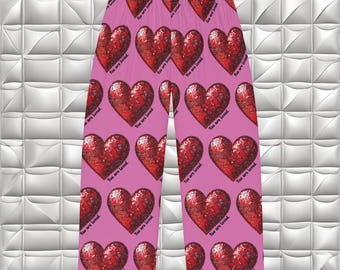 Valentine's Day Women's Pajama Pants Red Heart Print Cozy Lounge Bottoms Valentine PJs You Are Loved PJs Sleepwear for Valentines Day Gift