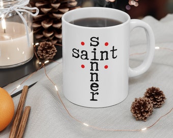 Sinner & Saint Ceramic Mug 11oz All Saints Gift for Pastor Gift for Minister Gift for Clergy Reformation Gift