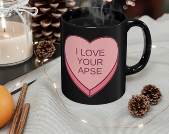 Candy Heart Valentine 11oz Black Mug Gift for Pastor Gift for Minister Gift for Deacon Gift for Bishop Pastor Appreciation