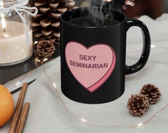 Candy Heart Valentine 11oz Black Muggift for bishop gift for pastor gift for deacon gift for clergy