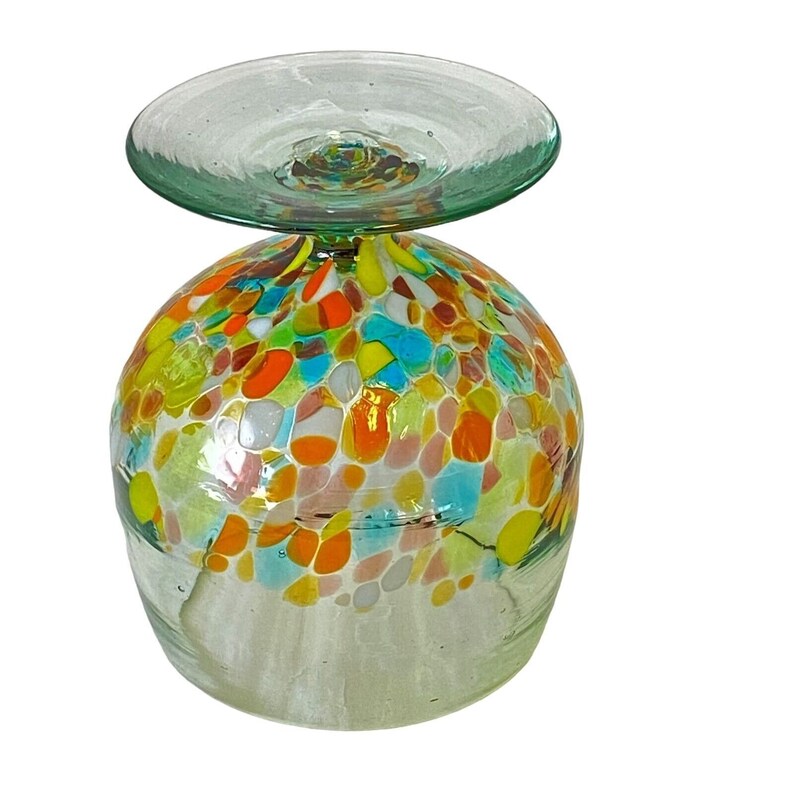 Vintage Hand Blown Confetti Art Glass Brandy Snifter Handmade Etsy