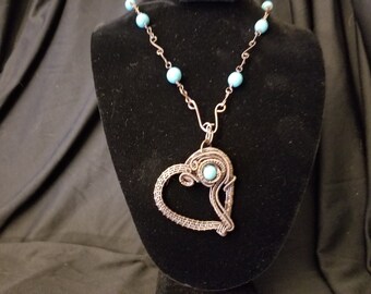 Copper Gift for Her Intricate Wire Woven Heart Necklace with Handmade Chain Bohemian