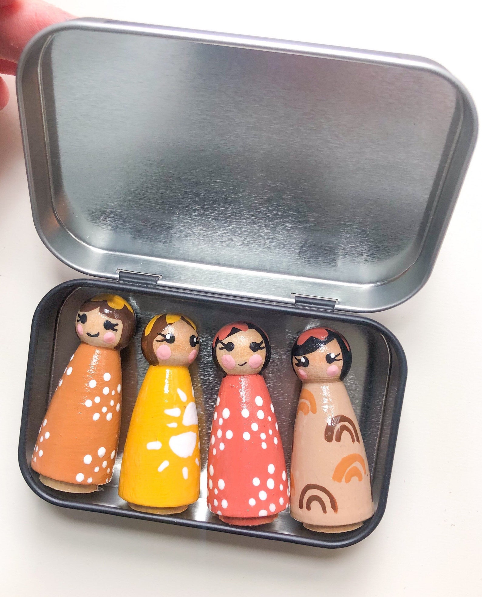 Warm Tones Pretty Penny Pocket Peg Doll Set Etsy