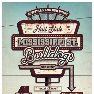 Mississippi State Bulldogs Vintage Poster Design - SEC