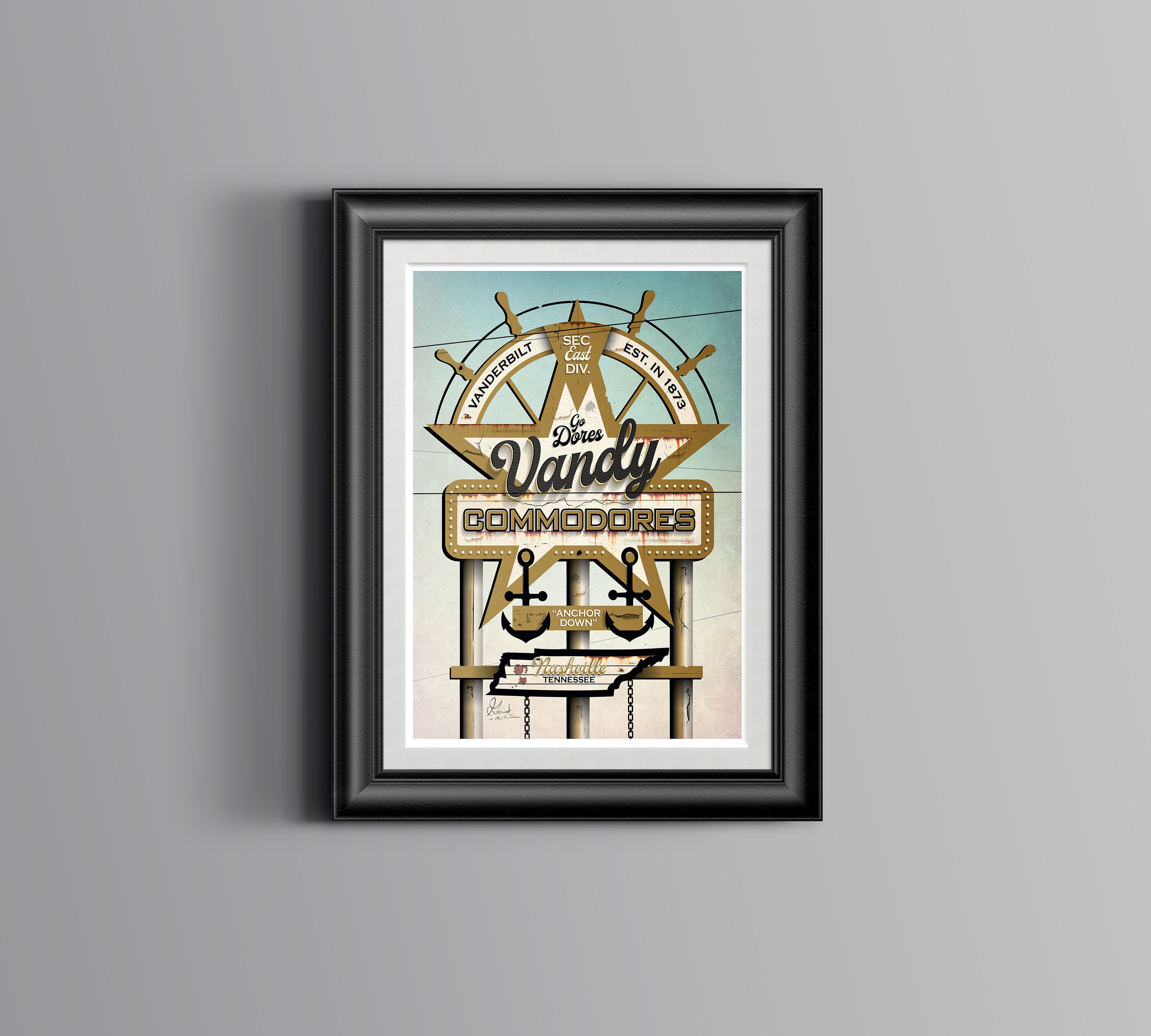 Vanderbilt Commodores Vintage Poster Design SEC Etsy
