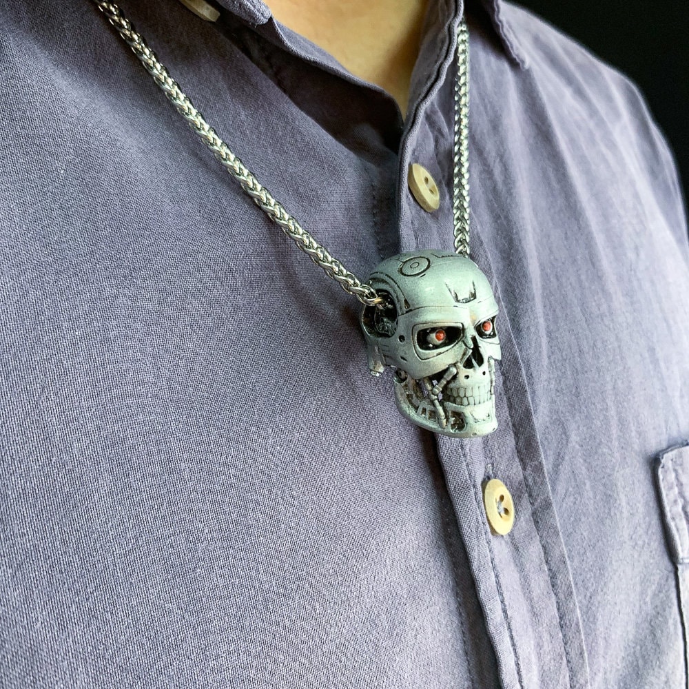 Terminator T800 Head Skull Bead for Necklace Bracelet Resin