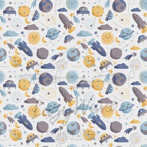 Out of This World // Digital Design // Seamless Pattern // Planets and Stars