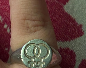 Sterling Silver Double Venus Lesbian Signet Ring