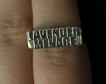 sterling silver lavender menace lesbian ring