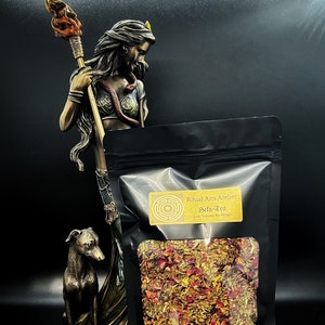 Heka-tea Ritual Tea- Organic, Non-GMO, Herbal Tea to Aid in Invoking Dark Goddess Hekate- Rose Berry Mint Flavor- 2 Ounce Heat-Sealed Bags