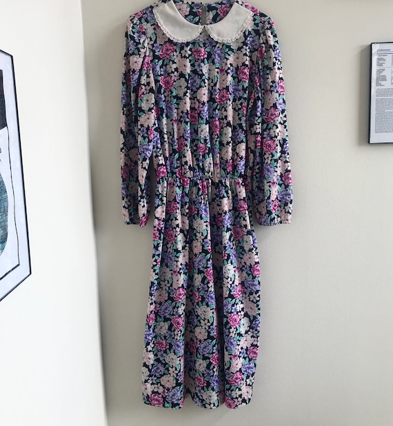 Vintage 80s handmade floral secretary dress