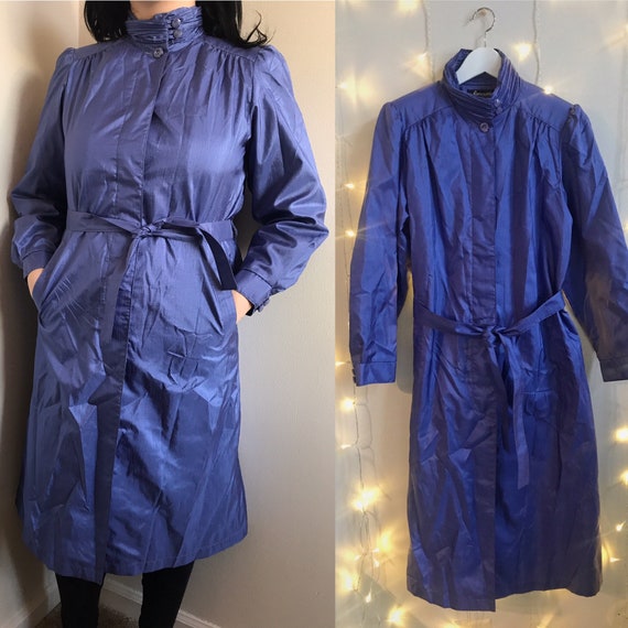 80s shiny purple Forecaster of Boston trench coat