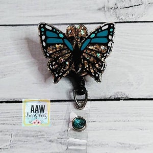 Personalized Butterfly Retractable Badge Reel, Belt or Alligator