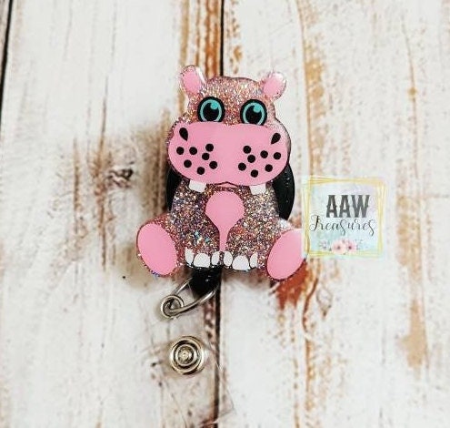 Cute Hippo Retractable ID Badge Reel • Pediatric Gift, Gift for Pediat -  Topperswap