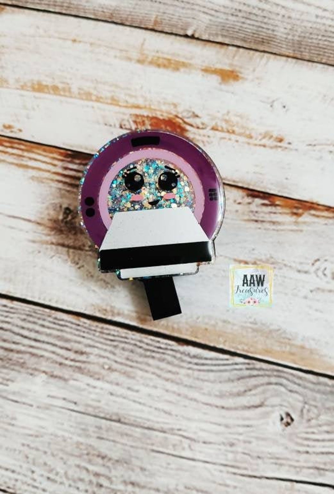 Cute MRI Face MRI Safe Badge Reel Glitter ID Holder Mri Machine Badge