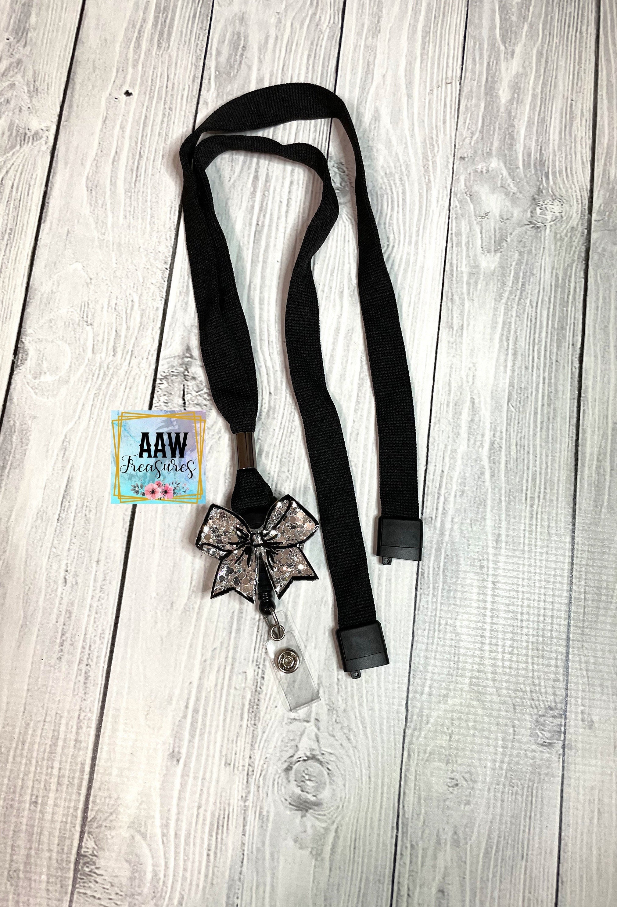 Cheer Bow lanyard; Cheerleader ID holder; cheer team lanyard badge reel; Cheer coach badge reel; ID holder; Big bow lanyard, badge reel