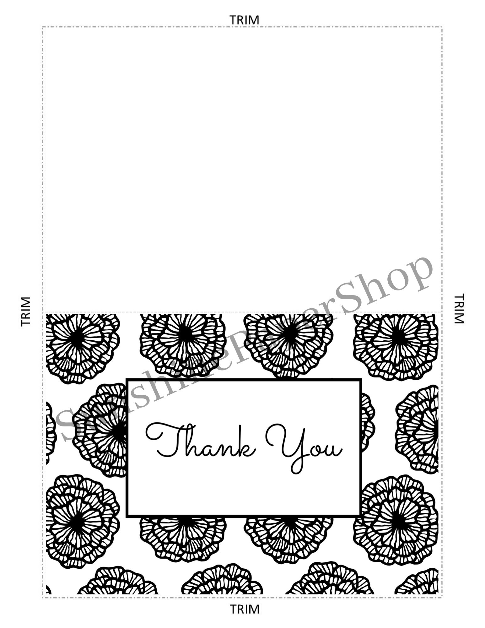 Printable Thank You Card Flower Thank You Greeting Card | Etsy
