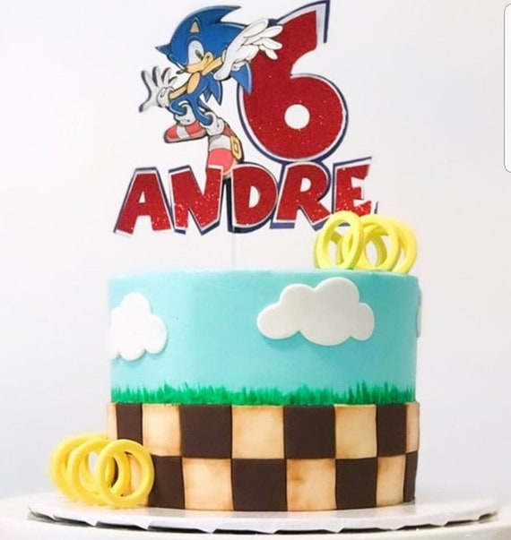 Sonic Le Herisson Paillettes Personnalise Gateau D Anniversaire Topper