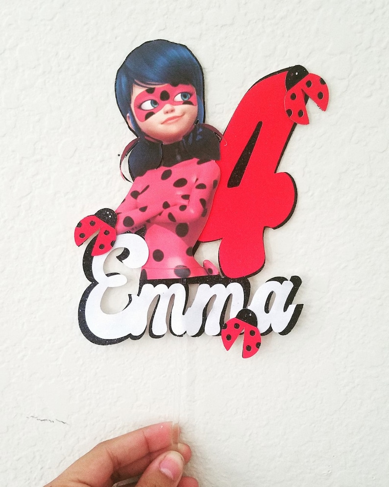 Miraculous Lady Bug Themed Personalized Birthday Glitter