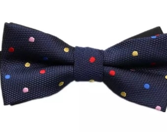 Navy Bow Tie, Colored Polka Dot Bow Tie, Kids Bowtie, Bow Ties for Boys, Bowties for Men, Boys Bowtie, Bowtie Gift Ide