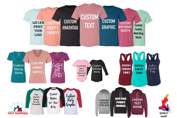 Custom Shirts Custom Text Custom Graphic Custom Family | Etsy