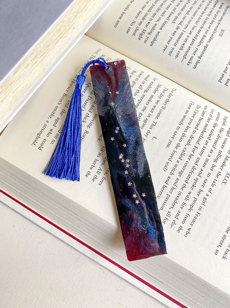 Galaxy Resin Bookmark Space Themed Bookmark Galaxy Etsy