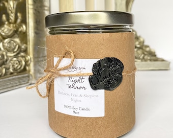 Night Terror Candle, 9oz | Horror Inspired Candle | 100% Soy | Gothic Candle | Horror Candle| Bookish Candle