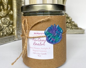 Fantasy Realm Candle, 9oz | Fantasy Inspired Candle | 100% Soy Wax | Bookish Candle | Fantasy Candle | Cozy Candle