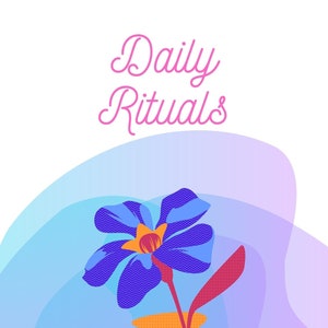 Daily Rituals Journal - BlueOrangelFlower - Lined Paper - Lined paper flower