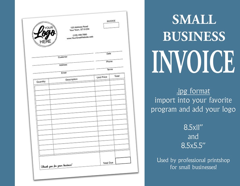 Invoice Template | Printable Invoice | Business Invoice | Small ...