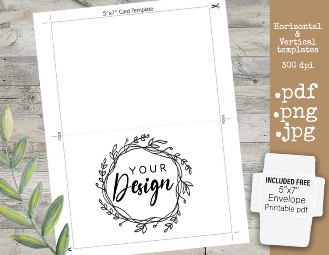 5x7 Greeting Card Template INSTANT DOWNLOAD Letter Etsy