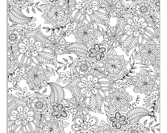 Giant Coloring Poster BOHO BOUQUET / Coloring Therapy